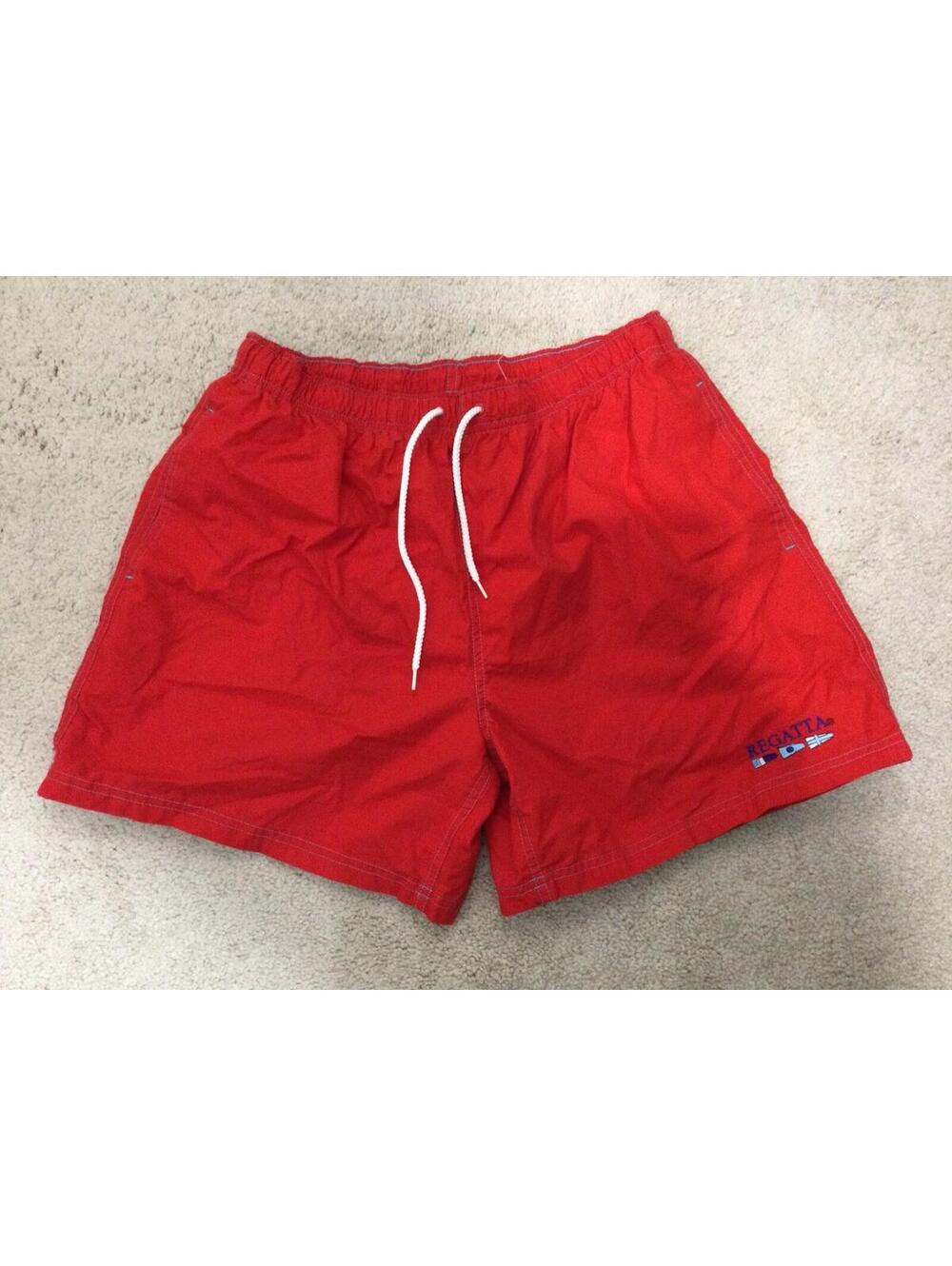 Vtg Regatta Sport Swim Trunks Mens M Red 5" Inseam Lined Retro